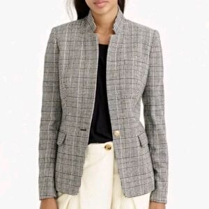 J Crew Regent Glen Plaid Grey Blazer Jacket Women Size 00 houndstooth